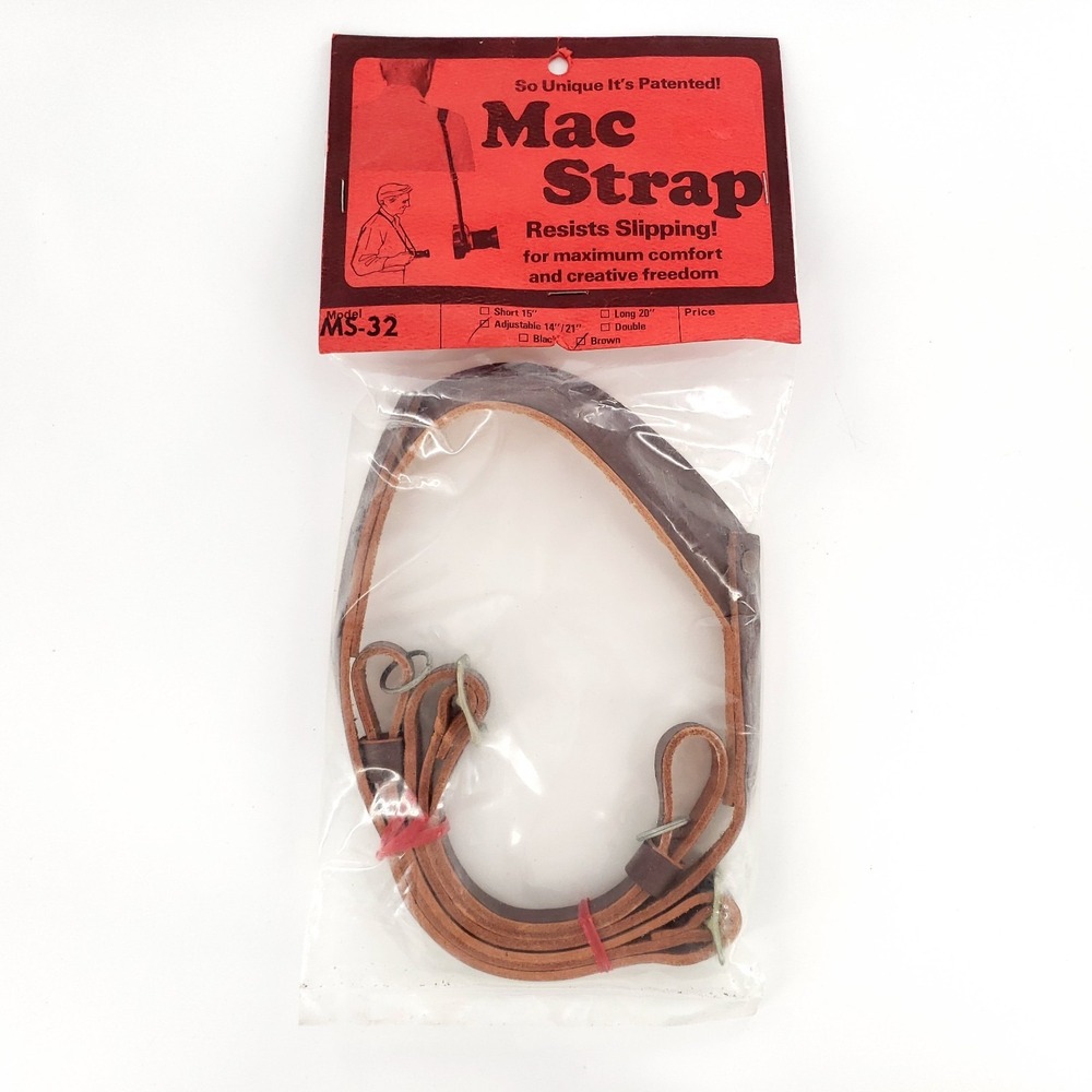 Vintage Mac-Strap MS-32 Camera Shoulder Strap NOS Brown Leather Brand New *READ*